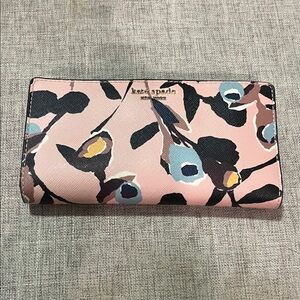 Kate Spade Pink and Black Floral Wallet